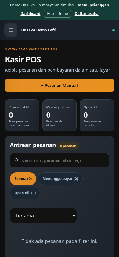 Tampilan workspace OKTEVA pada ponsel
